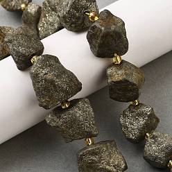 Пирит Нити бусин из необработанного натурального пирита, самородки, с бисером, 14~28x15~25x10~27 мм, отверстие : 1.2~1.4 мм, около 9~10 шт / нитка, 7.76''~8.07'' (19.7~20.5 см)