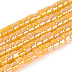 (932FM) Темно-синий аква-матовый с подкладкой Цвет AB покрытием имитацией нефрита бисер пряди, плоско-круглые, темно-золотистые, 4~4.5x3 мм, отверстие : 0.7~0.8 мм, около 127~129 шт / нитка, 14.57~14.96'' (37~38 см)