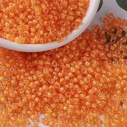 (RR385) Fancy Lined Orange MIYUKI Round Rocailles Beads, Japanese Seed Beads, (RR385) Fancy Lined Orange, 8/0, 3mm, Hole: 1mm, about 422~455pcs/bottle, 10g/bottle
