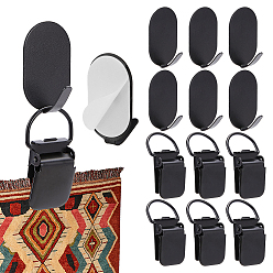 Black 10Pcs Iron Baby Pacifier Clips, with 10Pcs Oval Iron Hook Hangers, Black, 60x32.5x13mm