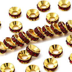 Сиамский Латунные бусины разделители для поставки стразов, класс А, рондель, золото , Сиам, 9x4 мм, отверстие : 4 мм