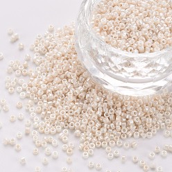 Antique White Glass Cylinder Beads, Seed Beads, Opaque Colours Luster, Round Hole, Antique White, 1.5~2x1~2mm, Hole: 0.8mm, about 8000pcs/bag, about 1pound/bag