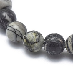 Netstone Natural Netstone Bead Stretch Bracelets, Round, 2 inch~2-3/8 inch(5~6cm), Bead: 5.8~6.8mm