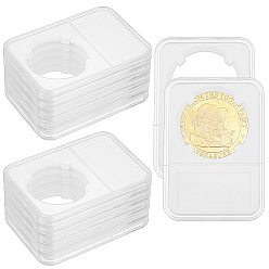 Белый Пластиковый ящик для хранения монет, прямоугольные, белые, 85x59x8 мм, внутренний диаметр: 40x38 мм