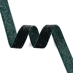 Bleu Vert Ruban de velours simple face à paillettes scintillantes, Ruban en polyester et nylon avec cordon métallique, pour accessoires de vêtement, sarcelle, 3/8 pouces (10 mm), environ 218.72 yards (200m)/rouleau