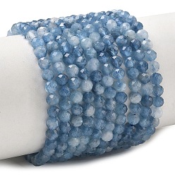 Aguamarina Hilos de cuentas de aguamarina azul diablo natural, facetados, rondo, 4 mm, agujero: 0.7 mm, sobre 95 unidades / cadena, 15.16'' (38.5 cm)