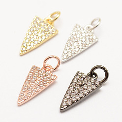 (52) Непрозрачная лаванда Латунь микро проложит класс Aaa кубического циркония прелести, долговечный, треугольные, без кадмия, без никеля и без свинца, разноцветные, 15x8x1.5 мм, отверстие : 3 мм