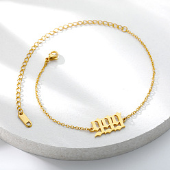 Number 201 браслеты на ногу из нержавеющей стали с фигурными звеньями для женщин, золотые, число 999, 8-5/8 дюйм (220 мм)