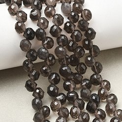 Ice Obsidian Нити из натуральных бусин из ледяного обсидиана с двойной заостренной головкой, граненые биконические бусины, Топ пробуренной, 6x6 мм, отверстие : 0.6 мм, около 80~83 шт / нитка, 14.96~15.16'' (38~38.5 см)