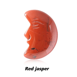 Красный Камень Резные фигурки исцеляющей луны из натуральной красной яшмы, Украшения из камня с энергией Рейки, 30x20x9 мм