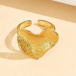 Золотой 304 открытые кольца-манжеты из нержавеющей стали для женщин, сердце, золотые, 17 мм