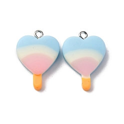 Светло-Синий Подвески из смолы, сердечные леденцы прелести, с платиново-железными петлями, голубой, 25.5x18.5x5.5 мм, отверстие : 2 мм