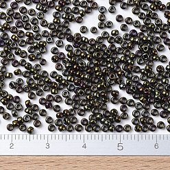 (RR458) Metallic Brown Iris MIYUKI Round Rocailles Beads, Japanese Seed Beads, 11/0, (RR458) Metallic Brown Iris, 2x1.3mm, Hole: 0.8mm, about 1100pcs/bottle, 10g/bottle