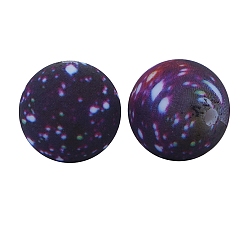 Индиго Круглые бусины из пищевого силикона с принтом звездного неба, индиговые, 15 мм