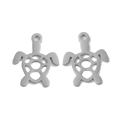 Нержавеющая Сталь Цвет Не тускнеющие 304 подвески из нержавеющей стали, лазерная резка, черепаховые чары, цвет нержавеющей стали, 16x13x1 мм, отверстие : 1.6 мм