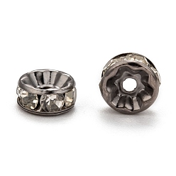 Кристалл Латунные бусины-рондель из стразов, металлический черный , кристалл, 8x4 мм, отверстие : 1.5 мм