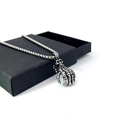 Нержавеющая Сталь Цвет Ожерелья из нержавеющей стали с подвеской в виде черепа и скелета, цвет нержавеющей стали, 23.62 дюйм (60 см)