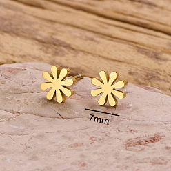 Цветок 304 из нержавеющей стали серьги, золотые, цветок, 7 мм