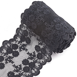 Черный 5 ярдов кружевной ленты с вышивкой из молочного волокна, для аксессуаров для одежды, чёрные, 4-3/4 дюйм (120 мм)