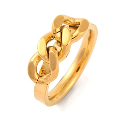 Золотой Ионное покрытие (IP) 304 кольца из нержавеющей стали с цепочкой на палец для женщин, золотые, 7 мм, размер США 7 (17.3 мм)