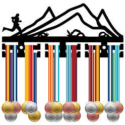 Mountain Акриловый держатель медали, вешалка для медалей, с крючками для вешалок, рамка держателя медали, прямоугольные, гора, 130x290 мм, отверстие : 8 мм