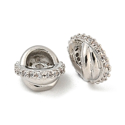 Платина Покрытие стойки латунь микропаве прозрачные кубические циркониевые бусины, долговечный, без свинца и без кадмия, полукруглый, платина, 9x7.5x4 мм, отверстие : 1 мм