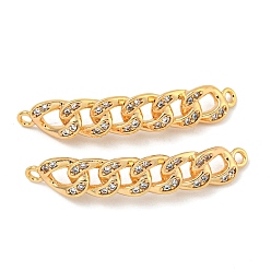 Настоящее золото 18K Латунные микропаве прозрачные подвески с фианитом, без кадмия, без никеля и без свинца, цепь, реальный 18 k позолоченный, 29x5.5x2.2 мм, отверстие : 1.2 мм