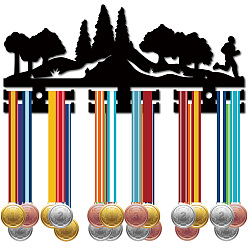 Sports Акриловый держатель медали, вешалка для медалей, с опорными штифтами, рамка держателя медали, хоккей, спортивный, 130x290x10 мм, отверстие : 8 мм