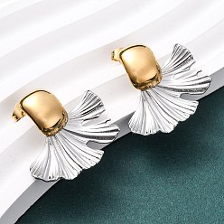 Золотой & Цвет Нержавеющей Стали 304 двухцветные серьги-гвоздики из нержавеющей стали для женщин, золотые и нержавеющая сталь цвет, 26x28.5 мм