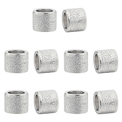 Matte Stainless Steel Color 304 Проставки из нержавеющей стали с текстурой, бусины с большим отверстием, колонка, матовый цвет нержавеющей стали, 6x5 мм, отверстие : 4 мм