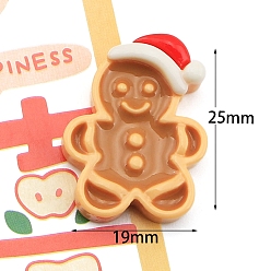 Gingerbread Man Рождественская серия из непрозрачной смолы декодирует кабошоны, Колобок, 19x24 мм
