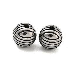 Античное Серебро Круглые 304 из нержавеющей стали бусины, античное серебро, 9.5x9 мм, отверстие : 2 мм