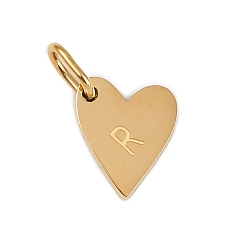 Letter R 304 прелести нержавеющей стали, с прыжковых колец, сердце с подвесками в виде букв, золотые, Буква R, 10x8.5x1.5 мм, отверстие : 4x2.5 мм