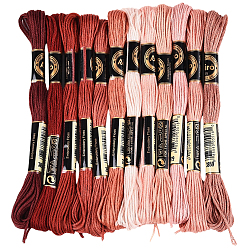 Седло Коричневый 6-слойная полиэфирная нить для вышивания, нитки для вышивки крестом, сегмент окрашенный градиентный цвет/рождественская/осенняя цветовая серия, седло коричневый, 0.5 мм, около 8.75 ярдов (8 м) / моток, 12 мотки