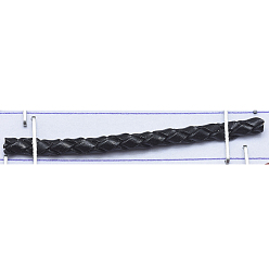 Black Braided Leather Cord, Dyed, Black, 3mm, 100yards/bundle(300 feet/bundle)
