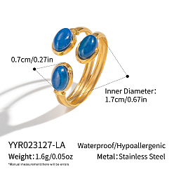 Ляпис-Лазурь Регулируемые 304 открытые манжеты из нержавеющей стали с натуральным лазуритом для женщин, реальный 18 k позолоченный, внутренний диаметр: 17 мм