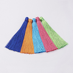 Mixed Color Nylon Tassels Big Pendant Decorations, Mixed Color, 120x10mm, Hole: 5mm