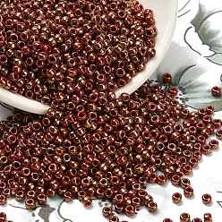(1708) Gilded Marble Red Тохо 8/0 круглые бусины, японский бисер, (1708) мрамор позолоченный красный, 3 мм, отверстие : 1 мм, Около 10000 шт / фунт