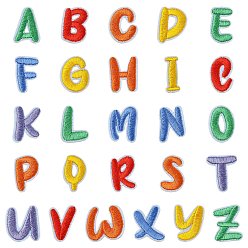 Letter A~Z 130 шт. 26 стили полиэстеровые и хлопковые вышитые тканевые нашивки, аксессуары для костюма, швейные украшения, Письмо ~ Z, 23~26.5x10~27.5x1.5 мм, 5 шт / стиль