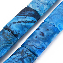 Crazy Agate Natural Crazy Lace Agate Beads Strands, Dyed & Heated, Rectangle, 45~46x25x10mm, Hole: 2mm, about 9pcs/strand, 16.14 inch(41cm)
