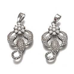 Скорпион Латунные прозрачные кубические циркониевые подвески в виде созвездий, долговечный, Реальная платина, Скорпион, 23x15x4 мм, отверстие : 4.5x2 мм