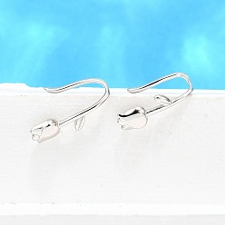 Цветок 925 стерлингового серебра серьги стержня, платина, цветок, 14.5x4 мм