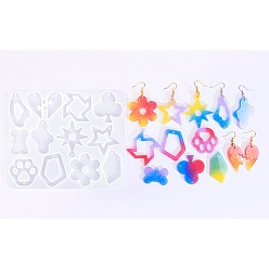 Белый Силиконовые формы, формы для литья подвесок, для уф-смолы, изготовление изделий из эпоксидной смолы, белые, 129x150x4.5 мм, отверстие : 2 мм