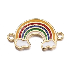 Golden Brass Links Connectors, Cadmium Free & Lead Free, with Enamel, Rainbow, Golden, 8.5x15x1mm, Hole: 1mm