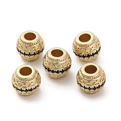 Синий Латунные микро проложить кубического циркония бусы, долговечный, круглые, синие, 7.5x7 мм, отверстие : 3 мм