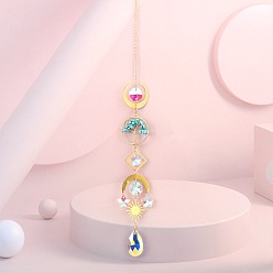 Синтетическая Бирюза Кольцо из синтетической бирюзы, обернутое проволокой, с подвеской в виде древа жизни, ловцы солнца с луной и стеклянными кисточками для оконных подвесных украшений, 410 мм