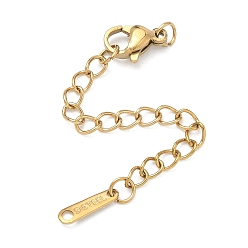 Настоящее золото 18K 304 удлинитель цепи из нержавеющей стали, ионное покрытие (ip), реальный 18 k позолоченный, 70 мм