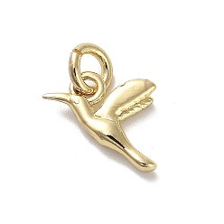 Pigeon Золотые латунные подвески, с кольцами для прыжков, голубь, 11.5x9.5x2 мм