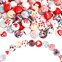 Mixed Shapes 72 piezas 18 estilos perlas de silicona, formas mixtas, formas mixtas, 15 mm, agujero: 2 mm