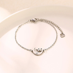 Lune 304 maillons en acier inoxydable bracelets, couleur inox, sans ternissement, lune, 6.50 pouce (16.5 cm)
